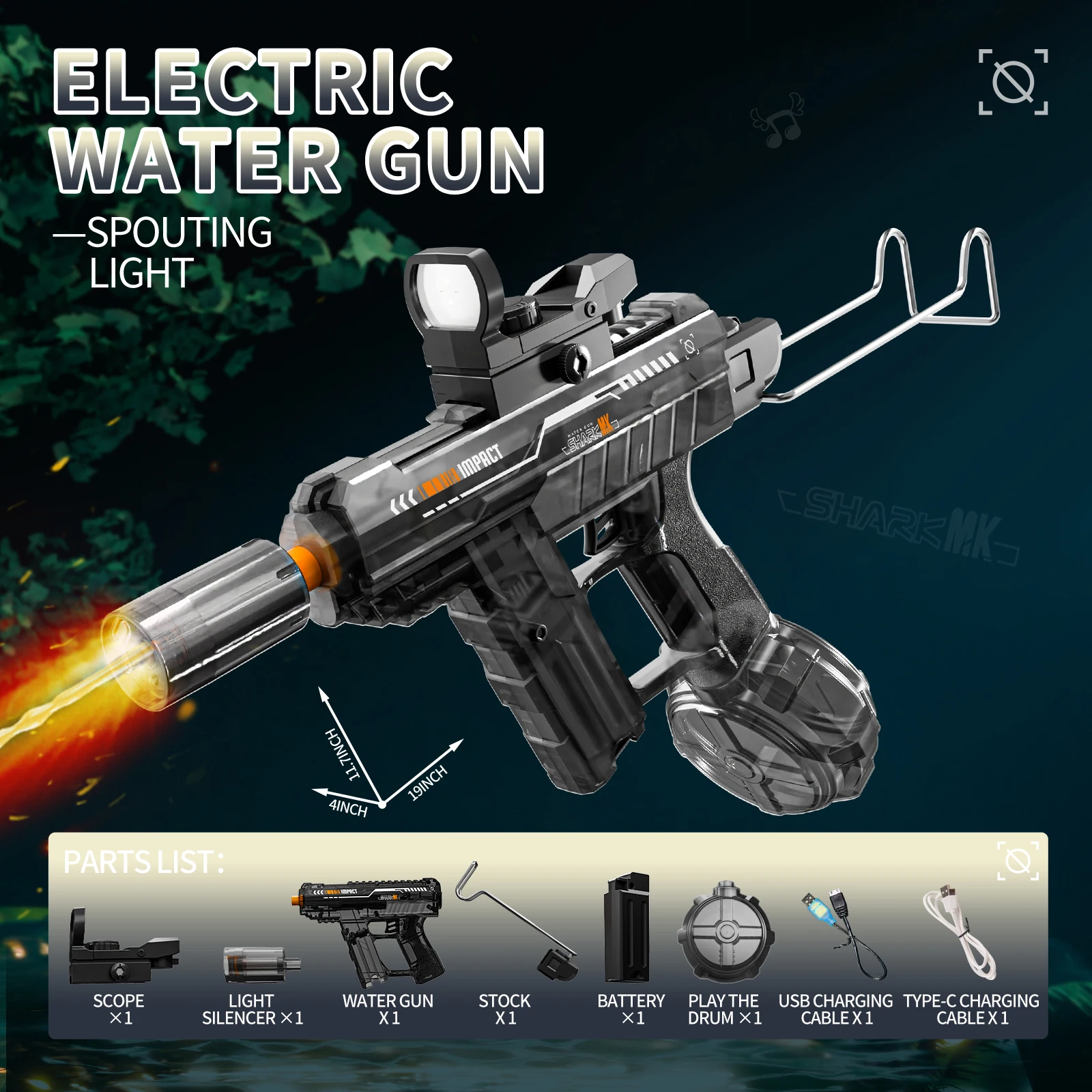 Electric High-Speed Flashing Lights Water Gun - Large Capacity Children's Toy