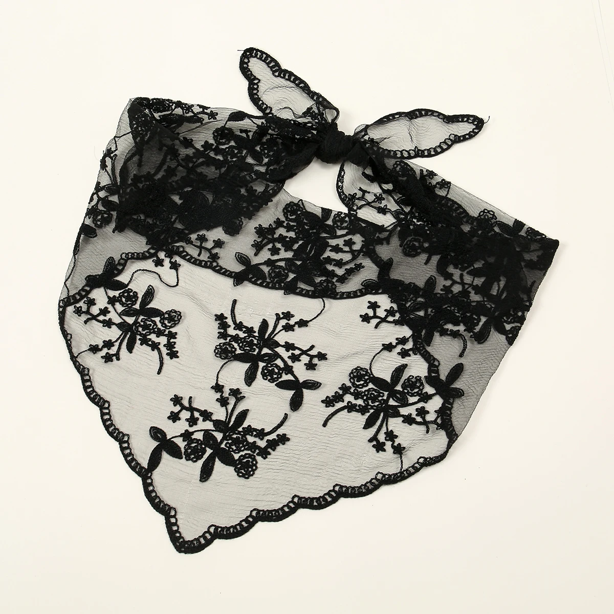 Nylon Embroidered Lace Triangle Scarf Prayer Veil Church Hijab 2024 Women Soft New Fashion Elegant Scarf Shawl 140*35cm 4