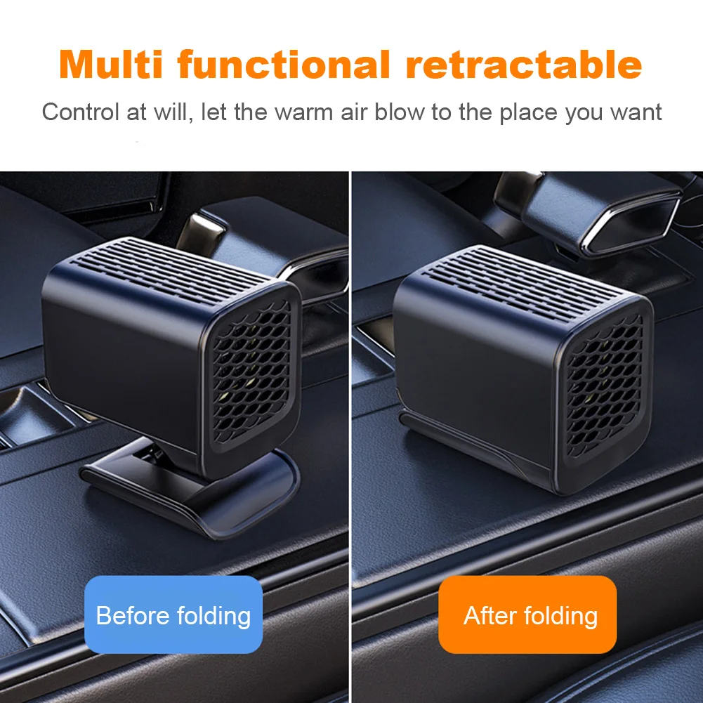 12/24V Portable Car Heater 360 Rotating Windscreen Defroster Demister Auto Windshield Defroster Defogging Defrosting Heating Fan
