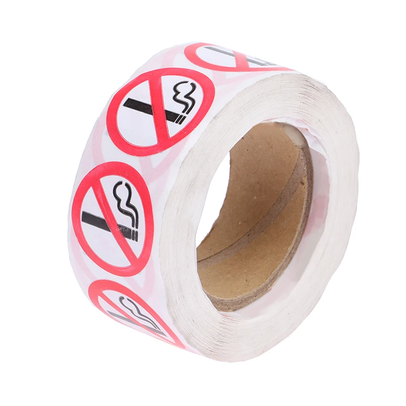 Coated Paper Sticker No Smoking Sticker Sign 1 Roll of 500 Packs 1 Inch/2.5cm