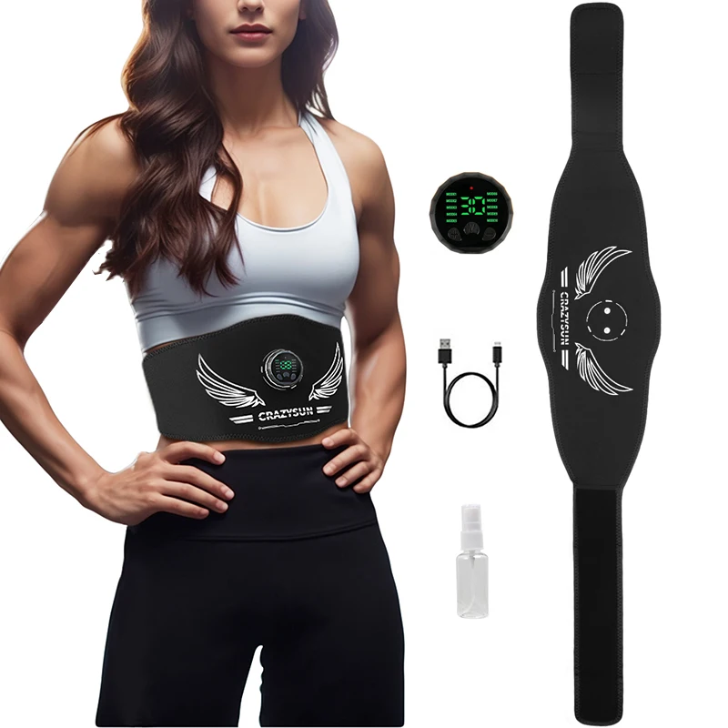 Electric EMS Muscle Stimulator Abs Trainer Abdominal Toning Belt Waist Slimming Belts Body Fitness Massager USB Recharge