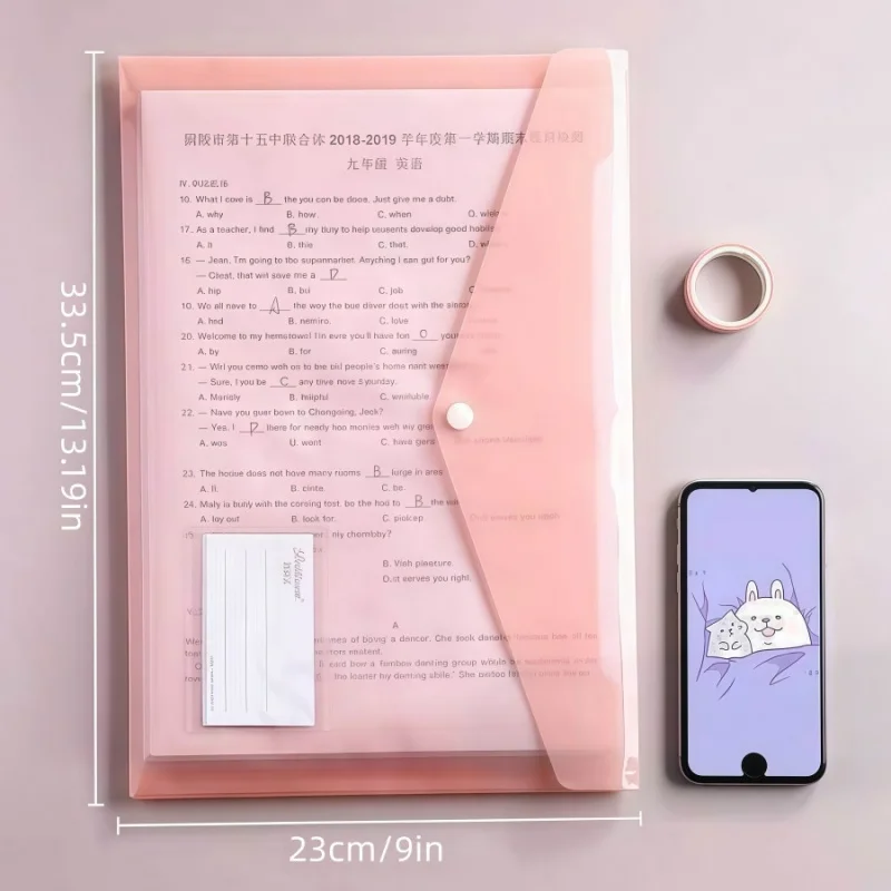10pcs 투명 파일 가방 라벨 두꺼운 폴더 분류 버클 재료 가방 플라스틱 방수 A4 종이 보관 가방