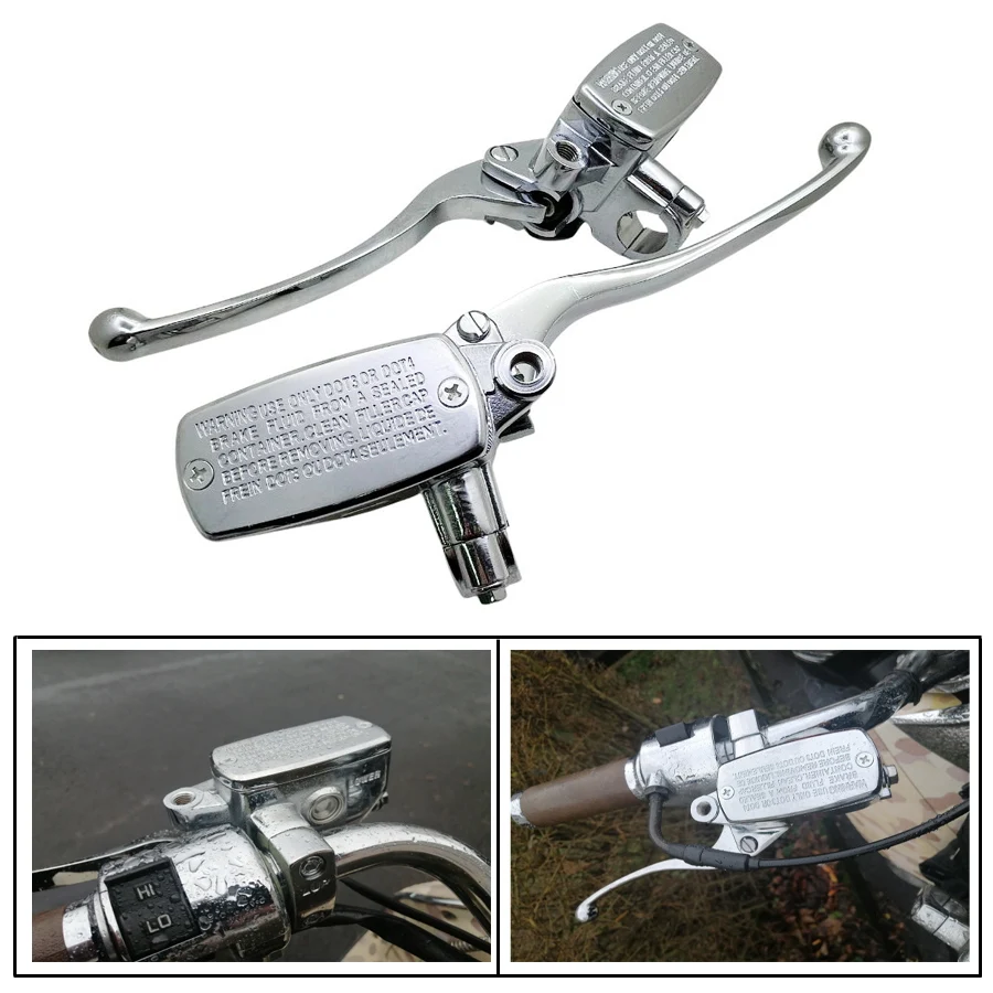 Universal 25mm Chrome Motorcycle Brake Clutch Master Cylinder Reservoir Lever For Honda Vtx 1300