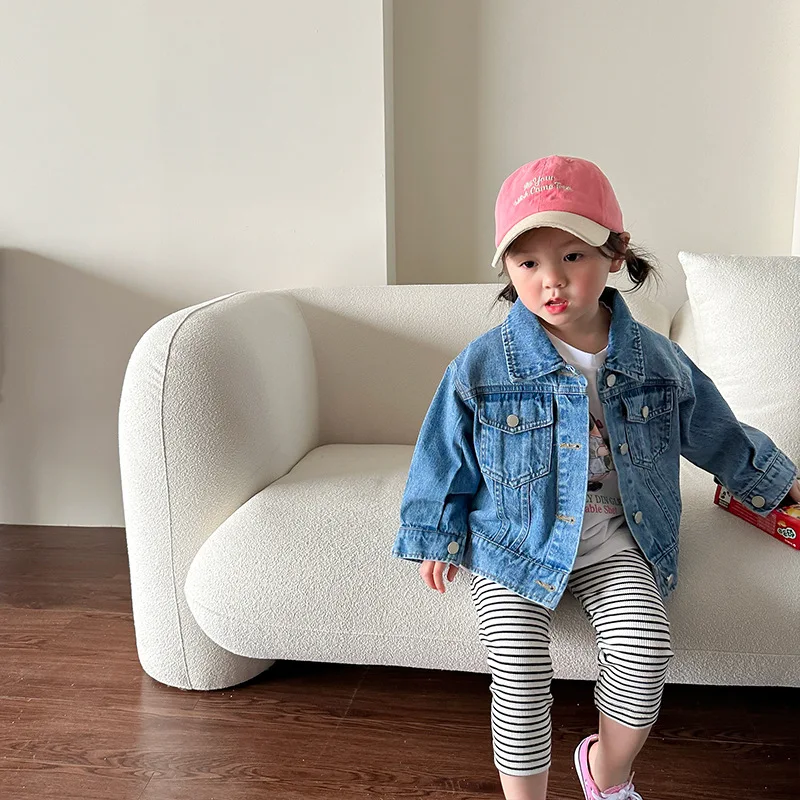 

Autumn New Children Denim Coat Oversized Girls Long-sleeved Pocket Jacket Kids Casual Coats Fashion Toddler Boys Outerwear