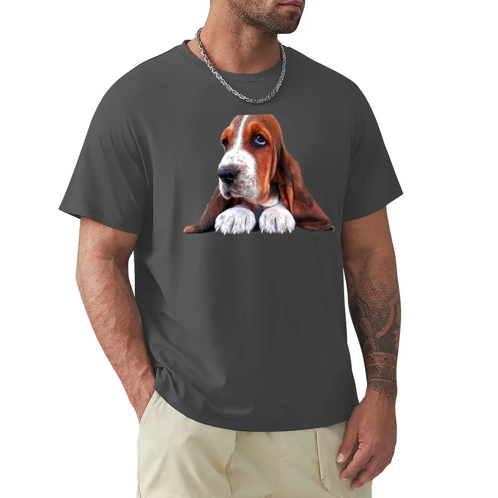 Basset Hound Puppy Dog T-Shirt Plus Size Top Sweat Plus Size Anime Clothes T Shirt Men