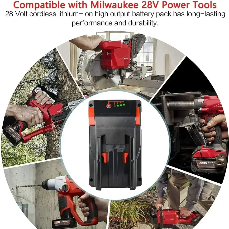 28V 12.0Ah Li-Ion Replacement Battery For Milwaukee M28 28V M28 48-11-2830 0730-20 Tool battery power tool battery rechargeable lithium batteries