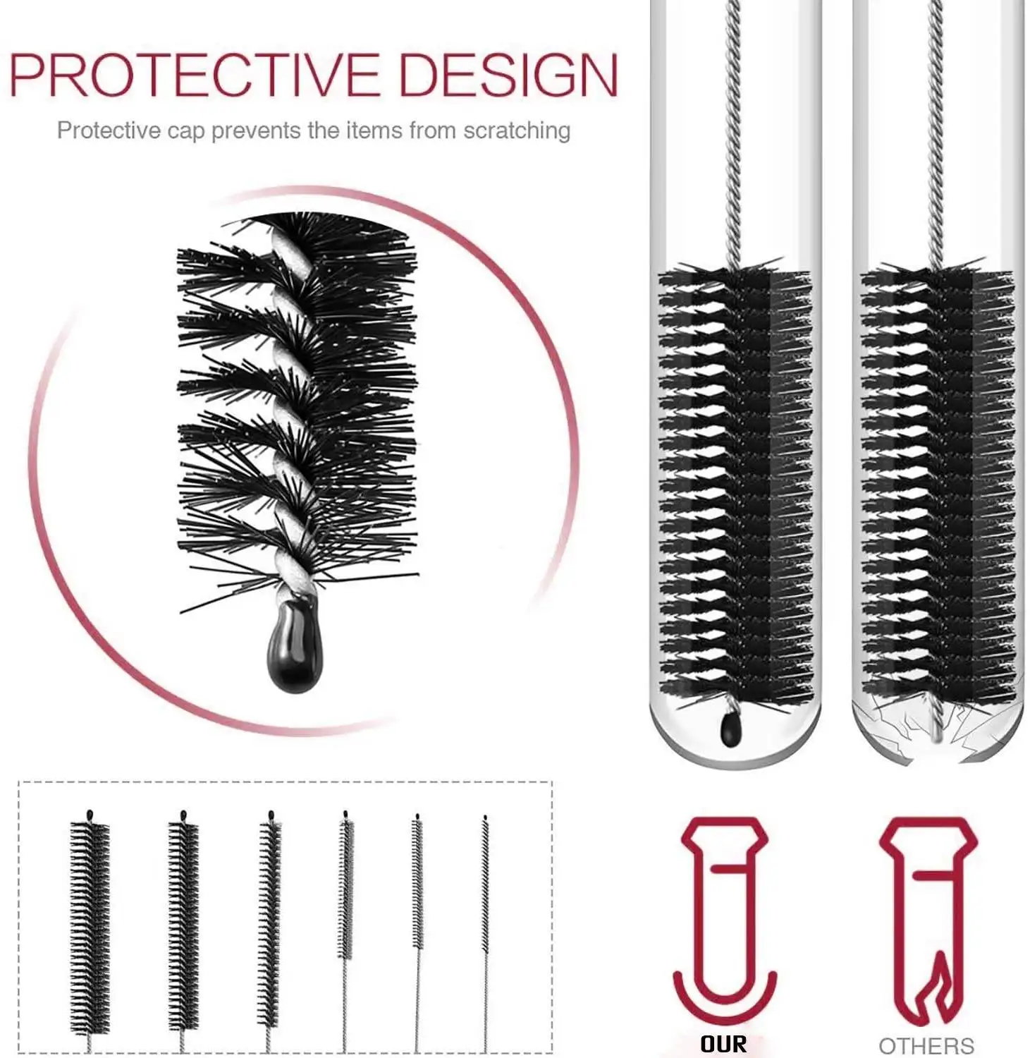 Magnetic Pipe Cleaner 10pcs 8.2Inch Straw Brush Kettle Spout Brush Pipe Cleaner Teapot Nozzle Set Bottle Tube Glasses Straw Cleaning