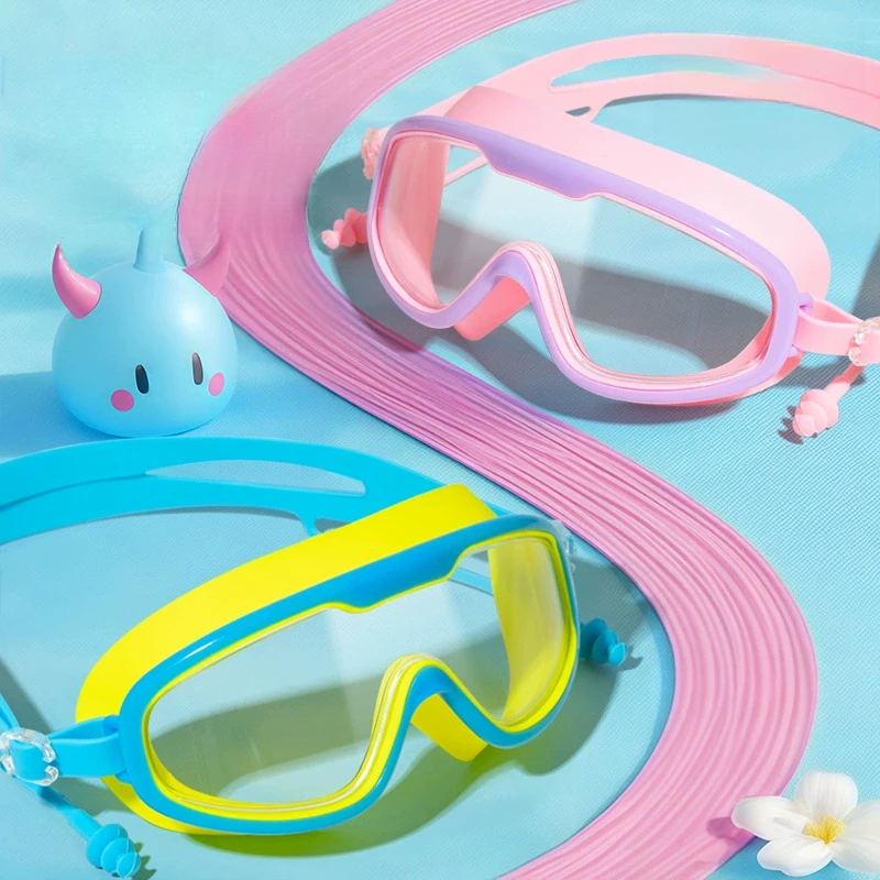 Waterproof children's anti-fog UV swimming goggles outdoor Large frame suitable for children aged 8-13