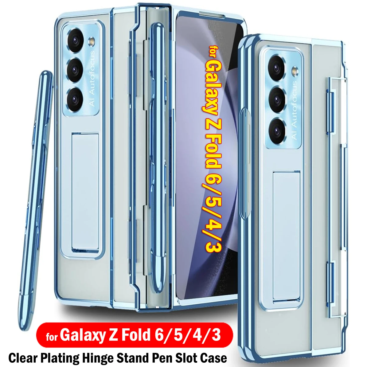 

Чехол с петлями для Samsung Galaxy Z, Складывающийся чехол с 6 фотоэлементами, чехол-держатель с покрытием HD для Galaxy Z, Складывающийся чехол для 6, 5, 4, 3, пастообразный слот для стилуса и стилуса