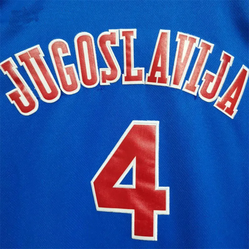 4 Drazen Petrovic JUGOSLAVIJA Outdoor sports jersey Blue Croatia basketball jerseys