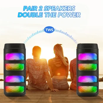 3000W Bluetooth Speaker Dual 4 inch Speaker Stereo Outdoor Portable Subwoofer 5.0 Wireless Speaker Led light Rechargeable 4