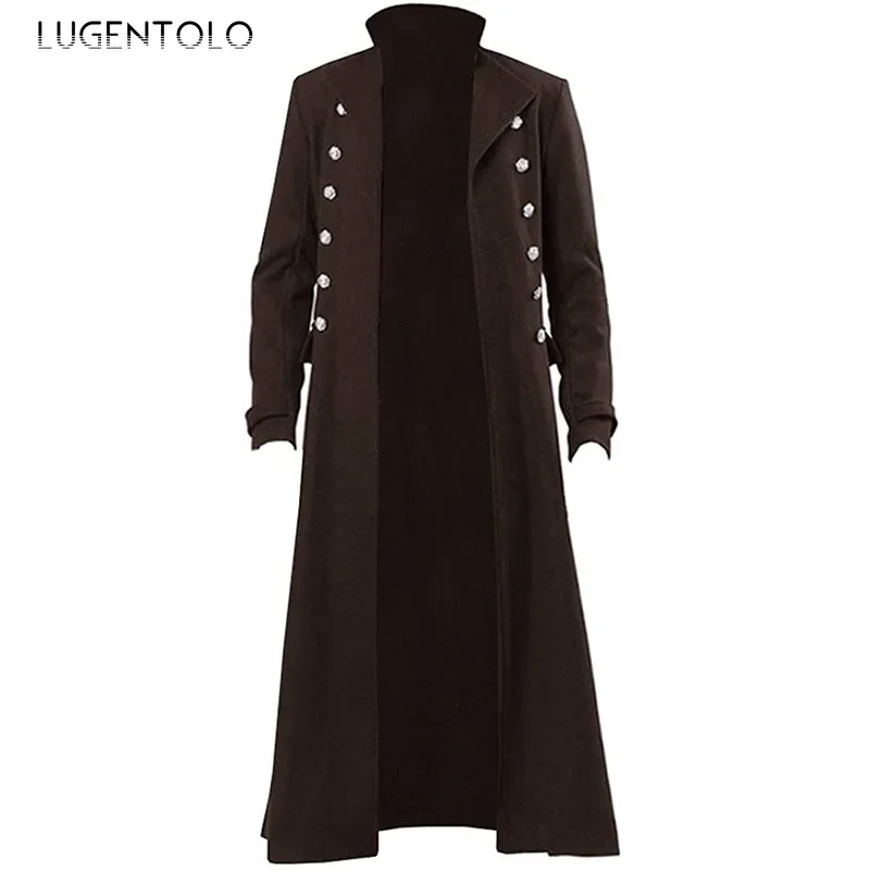 Men Gothic Trench Medieval Steampunk Retro Coat Double-breasted Trim Solid Lapel Coats Vintage Long Jackets,trench coat,steampunk jacket