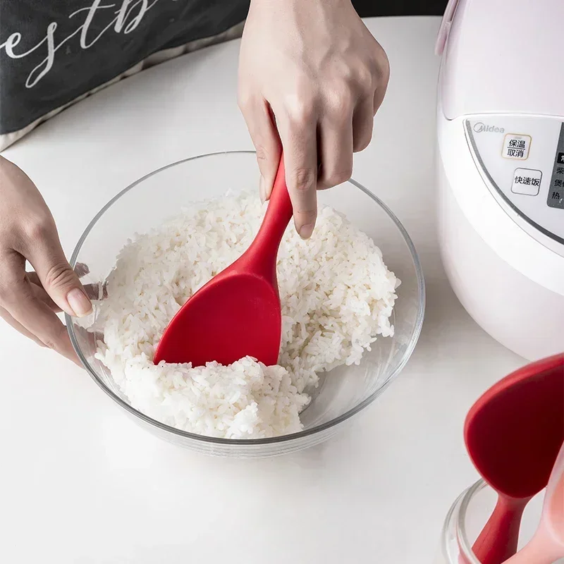 High Temperature Resistant Silicone Rice Spoon With Long Handle Food Grade Cooking Tools Kitchen Accessories silicone cooking spoon