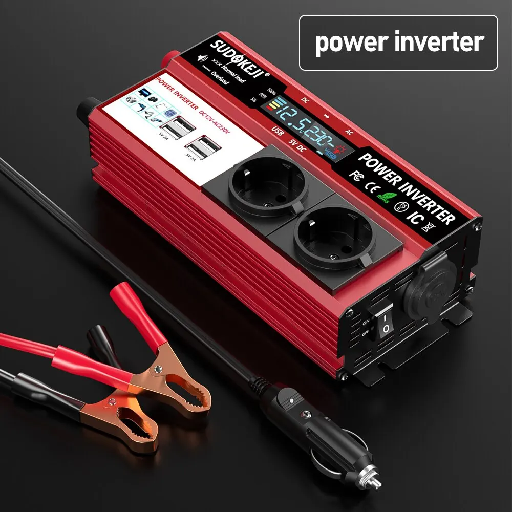 Power Inverter 4000W 3000W DC 12V To AC 220V 230V Transformer with 4 USB EU Socket Charge with LED Display For RV Phone Car vehicle inverter car converter inverter car inverter car power converter power inverter