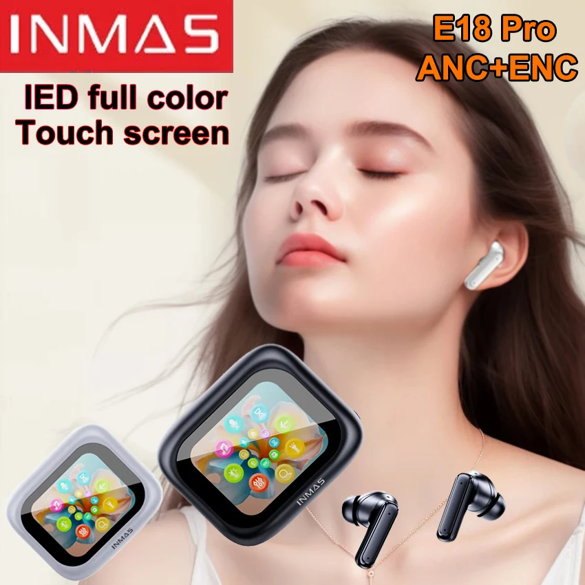 

INMAS E18 Pro In-ear Wireless Bluetooth Headset LED Full-color Touch Screen Noise-cancelling Waterproof Sports Gaming Earbuds