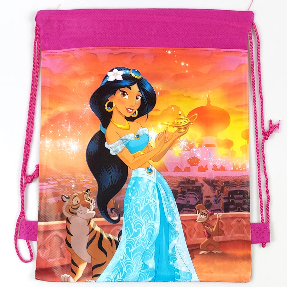 12 개/몫 디즈니 왕자 테마 생일 축하 파티 어린이 소녀 소년은 Mochila 부직포 Drawstring 선물 가방을 선호합니다