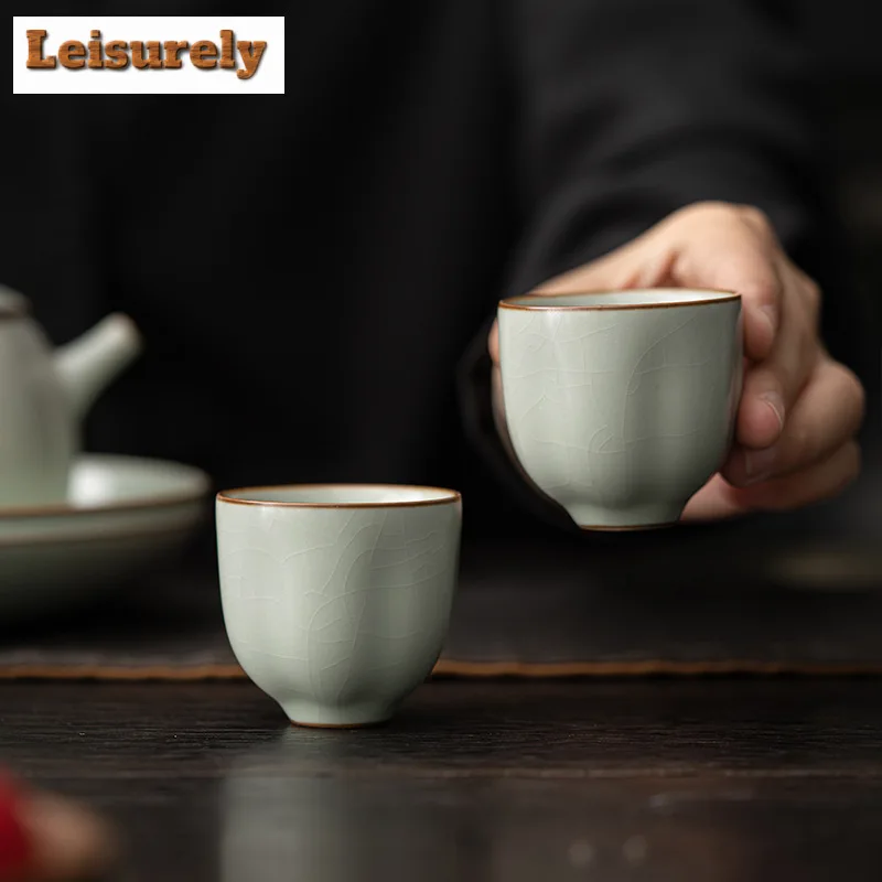 Azure Ru Kiln Porcelain Tea Cup Open Piece Single Master Cup Ceramic Tasting Tea Mug Nourishing Tea Bowl Chazhan Kung Fu Teaset
