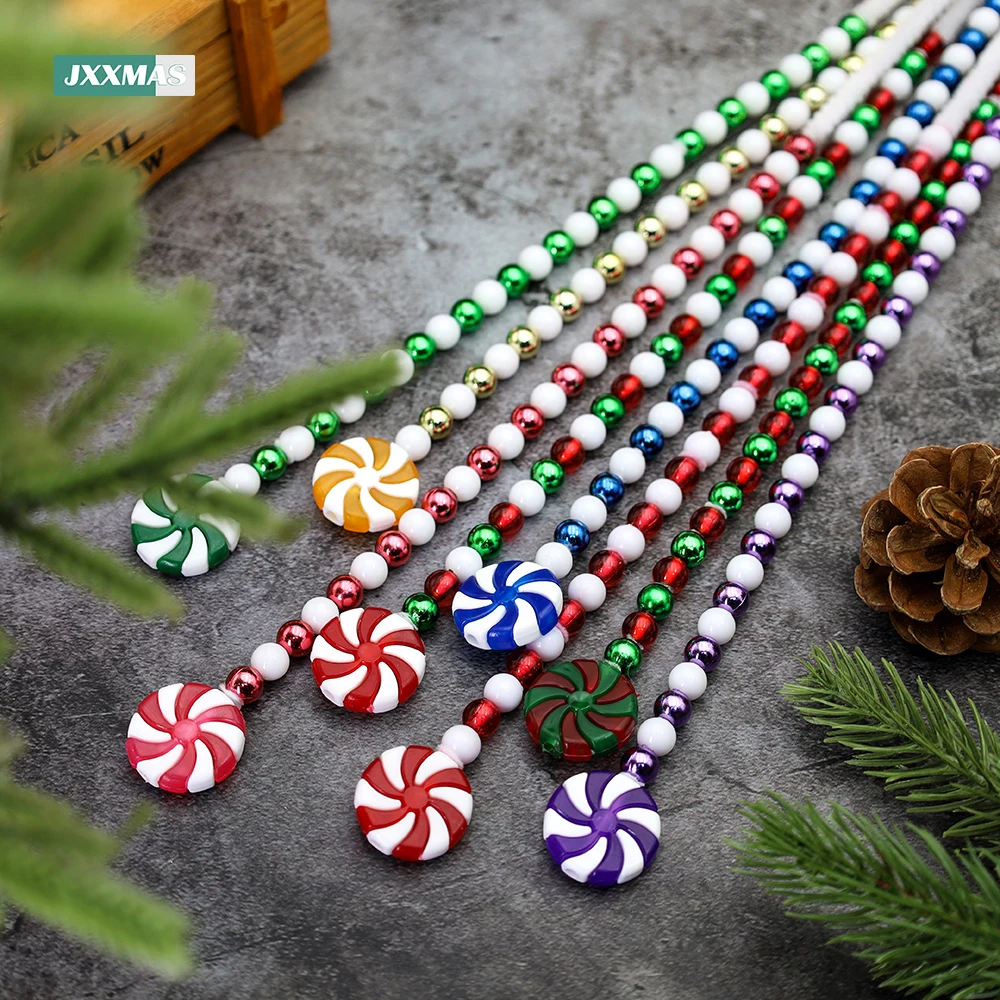 Candy Cane Christmas Decoration Bells Lollipop Hanging Ornaments Xmas Tree Home Decor Noel Gifts Navidad Party Supplies 4pcs