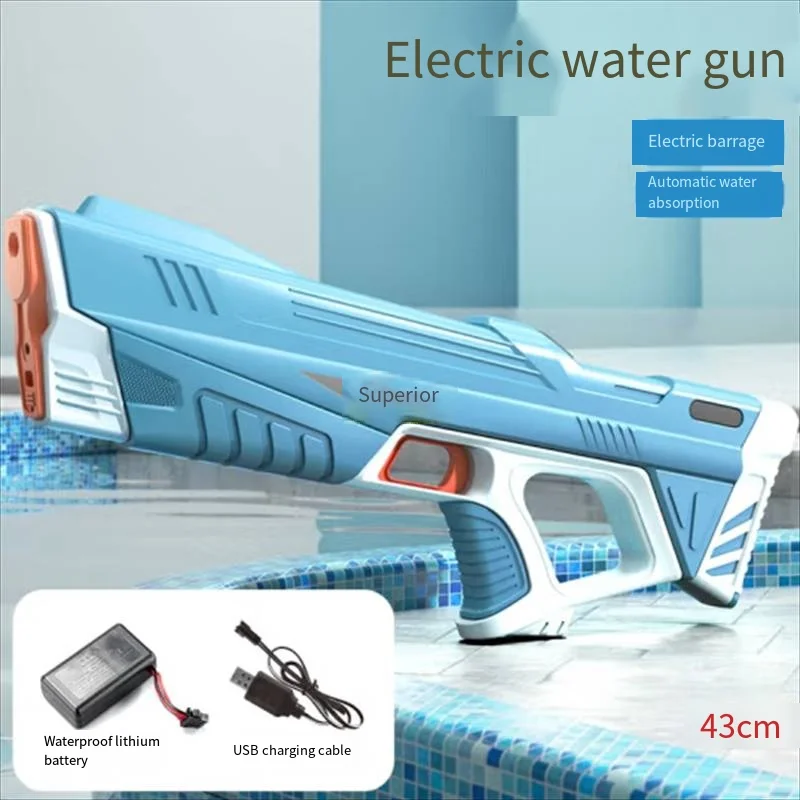 43cm Full Electric Automatic Water Storage Gun Toys Portable Children Summer Beach Outdoor Fight Fantasy Toys for Boys Kids Game 6