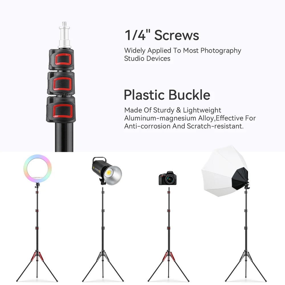 1.9M/75Inch Aluminium Light Stand Photography Light Tripod Monopod Bracket For LED Video Flash Travel 1/4 Screw