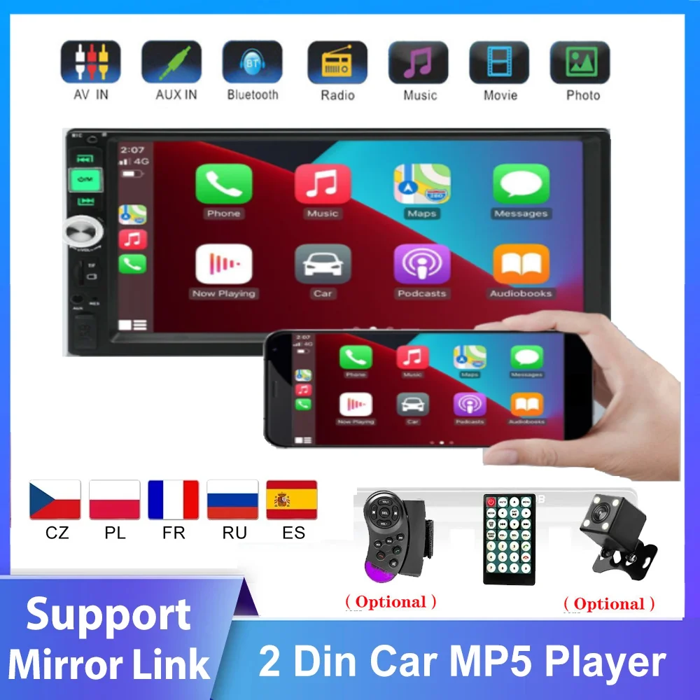 

2 Din Car Radios Bluetooth Autoradio HD Touch Screen FM Audio For Toyota Honda KIA Car Stereo MP5 MP3 Multimedia Radio Player