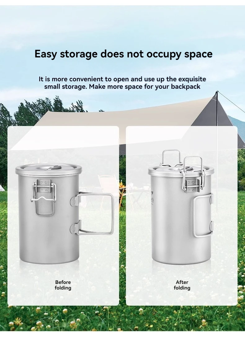 Description Picture 5 of itemKeith Outdoor Pure Titanium Cooking Stew Pot Camping and Picnic Supplies Rice Stew Soup Set Pot Utensils Rice Cooker