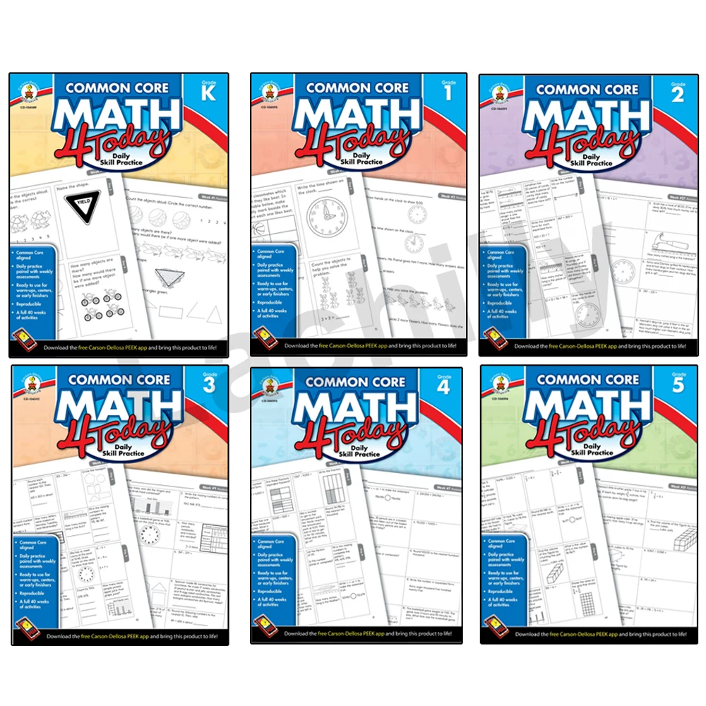

6 Books/set Math Daily Skill Practice children learning Maths Exercise workbook for Children Kids Grade K- Grade 5