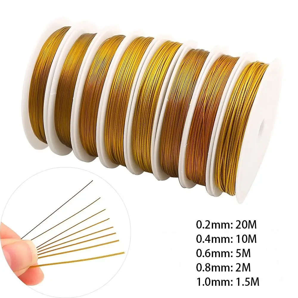 1롤 골드 실버 황동 구리 와이어 DIY 0.2/0.4/0.6/0.8/1mm 비딩 와이어 팔찌 목걸이 수제 공예 코드 줄