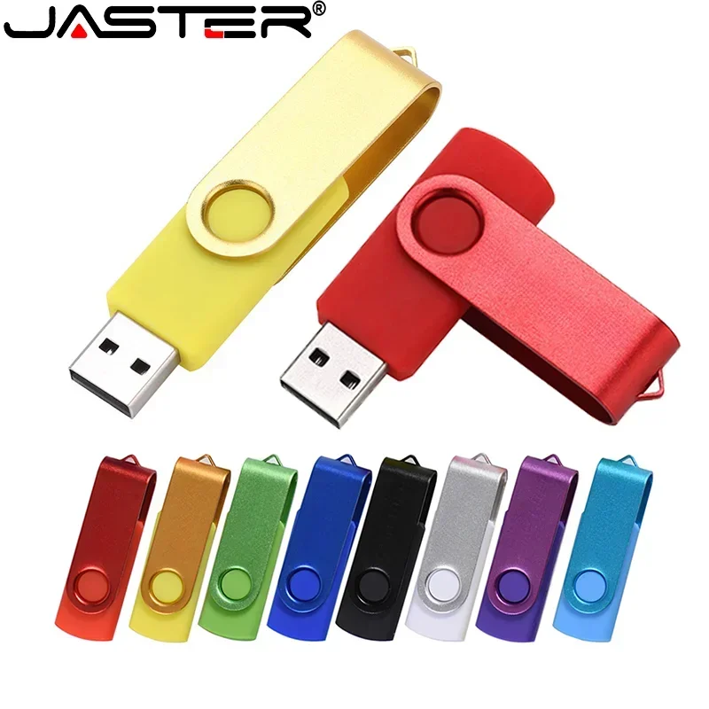 JASTER 비즈니스 선물 USB 플래시 드라이브 128GB 실제 용량 펜 드라이브 64GB 회전식 메모리 스틱 32GB 고속 USB 스틱 16GB
