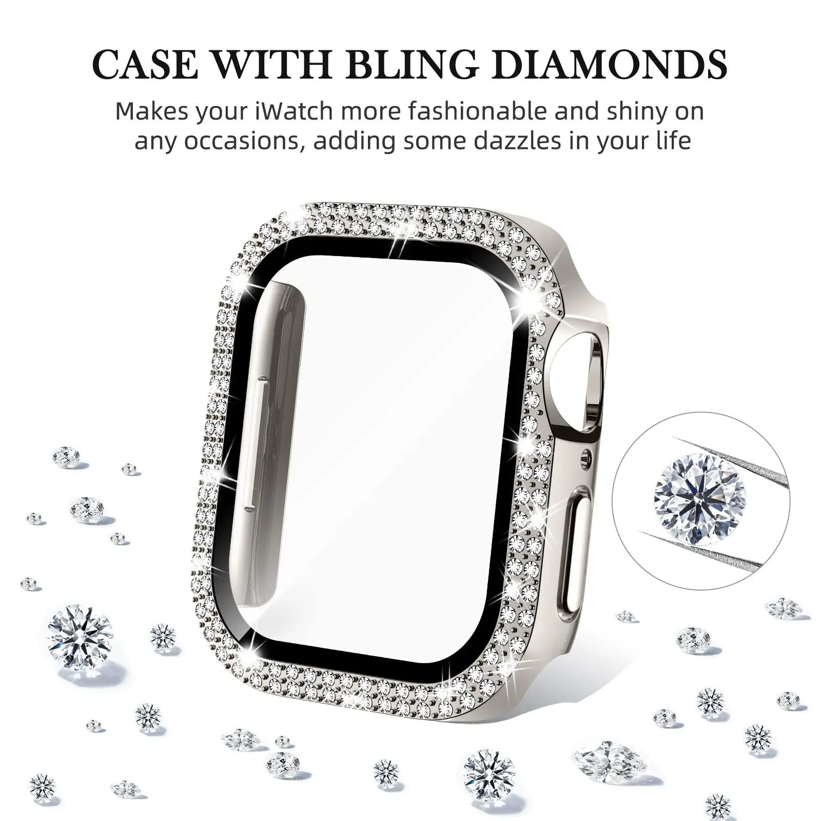Luxury Bling Glass-Diamond Apple Watch Bumper Protector