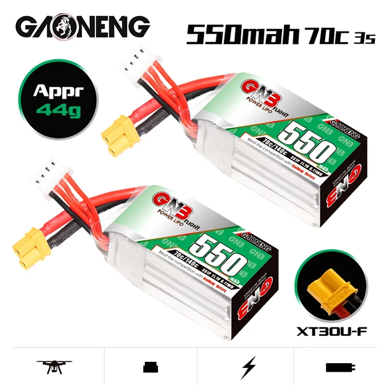 

2PCS/SET GNB 3S 11.1V 550mAh 70C/140C Lipo Battery For Torrent 110 FPV Racing Drone RC Quadcopter Parts 3S 11.1V Battery XT30