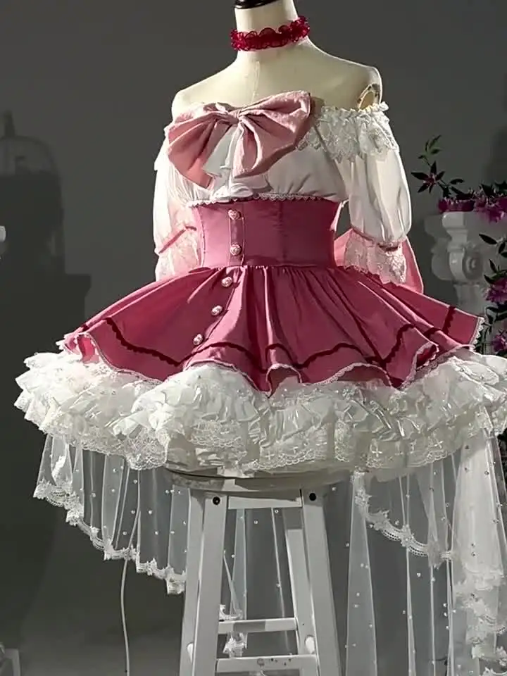 CosKoKo Kaname Madoka Косплей Аниме Puella Magi Magica Костюм Palgantong Милое великолепное
