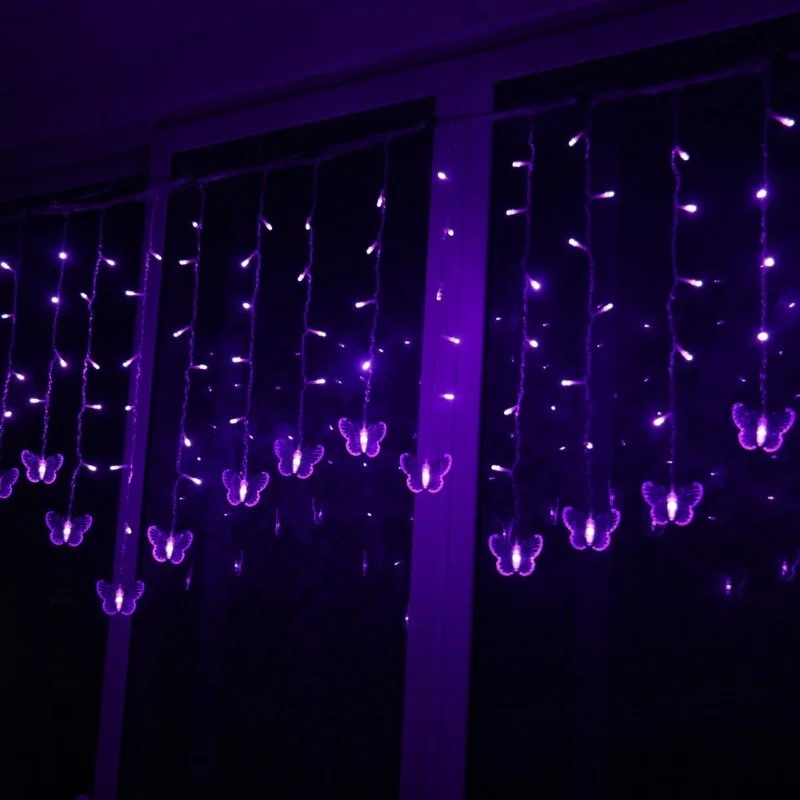 3.5m 96led Butterfly Curtain Lights String Lights Icicle Light For Holiday Christmas Wedding Birthday Decoration