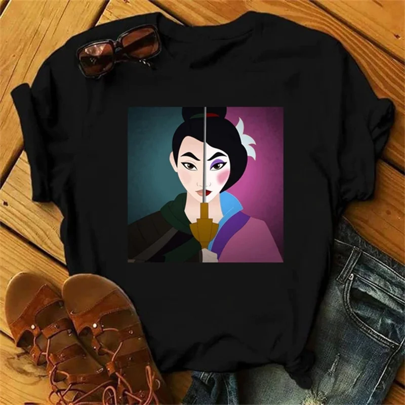 Mulan Princess New Fashion Women T Shirt Funny Disney Printed Harajuku Cute 90s Girls Tee Summer Female Clothes Drop Shipping