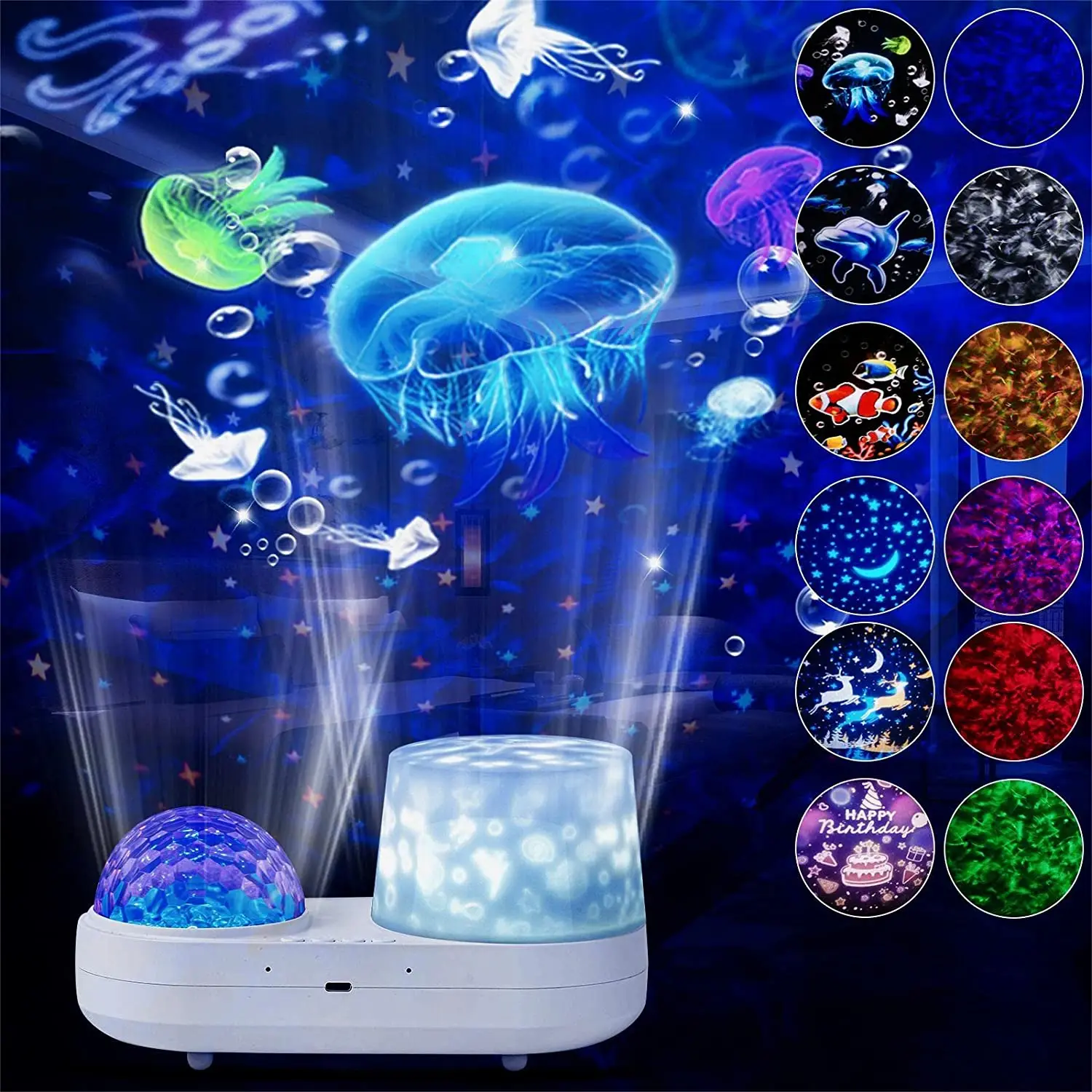 Galaxy Dynamic 360 Degrees Ocean Star Sky Starry Constellation Projector Night Light Home Decoration For Kids Baby Gift