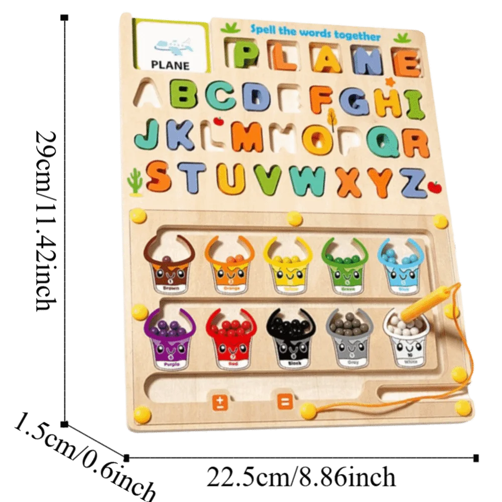 2-in-1 디자인 (24세용) 색상 맞추기 자석 구슬 자석 퍼즐 나무 재질 몬테소리 나무 퍼즐 보드