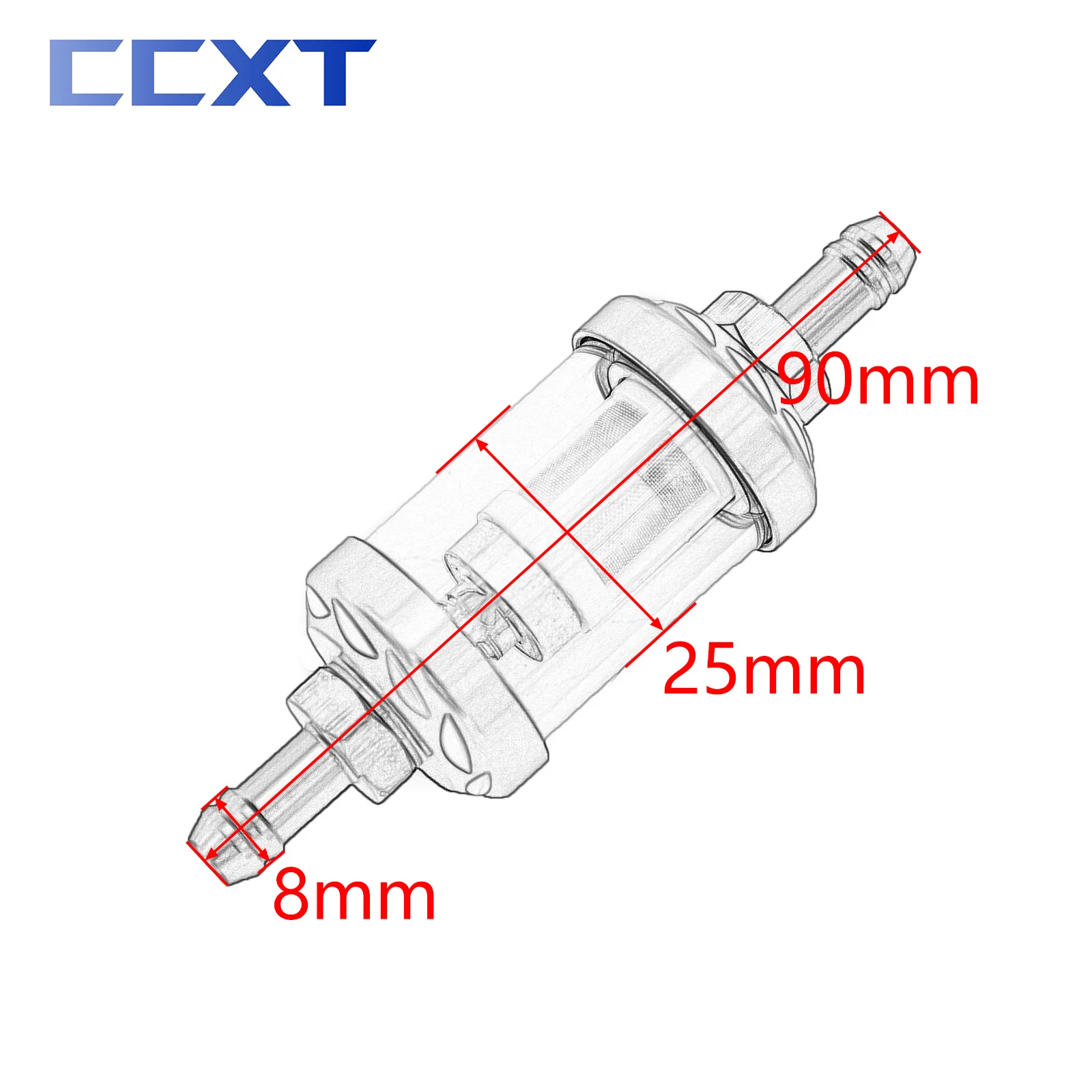 8mm CNC Motorcycle Glass Gas Fuel Gasoline Oil Filter Fuel Hose For ATV Kawasaki KTM Honda Suzuki Yamaha Motocross Etc Universal