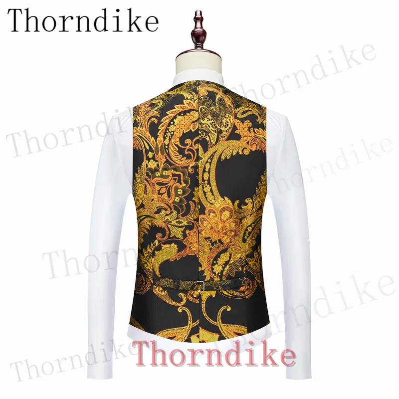 Thorndike Tailor-Made Tuxedo 3 Pieces Blazer Wedding Party Singer Groom Costume Men Suits