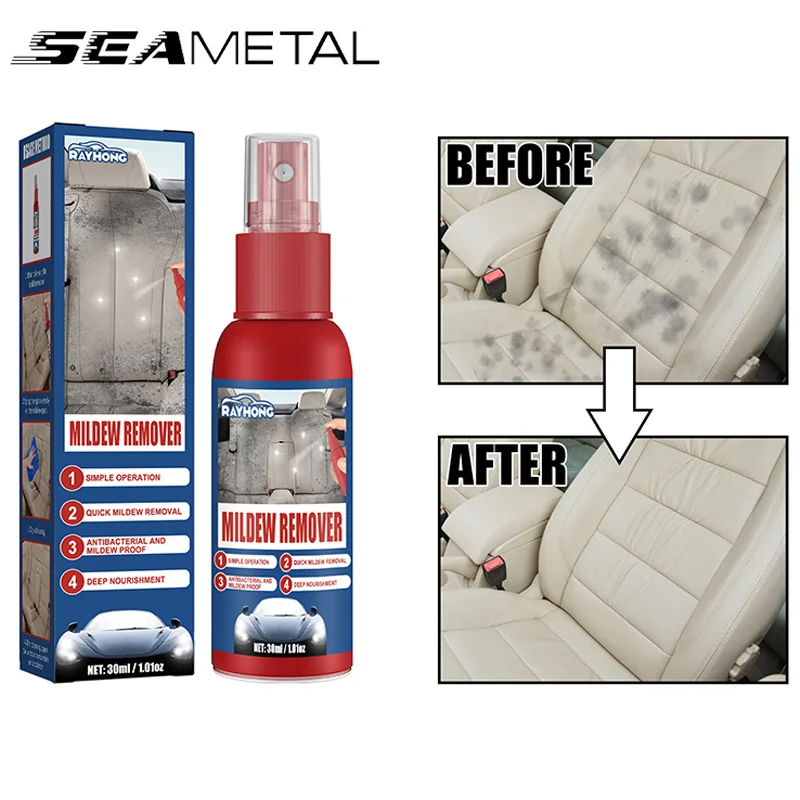 SEAMETAL 30ml Car Mildew Remover Multi-Functional Car Interior Cleaner Spray Stains Remover for Leather Fabric Seat Care car cleaner,car cleaner spray,interior cleaner