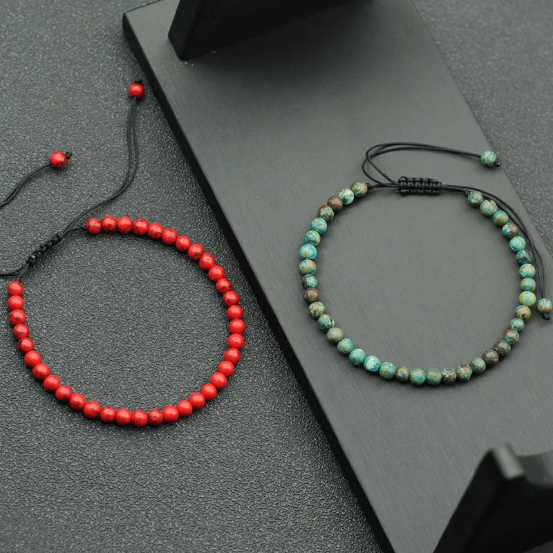 Macrame Lava Bead Adjustable Bracelet for Men and Women