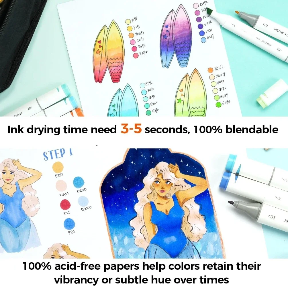 Double-sided marker pad art sketchbook impermeable - 7 4