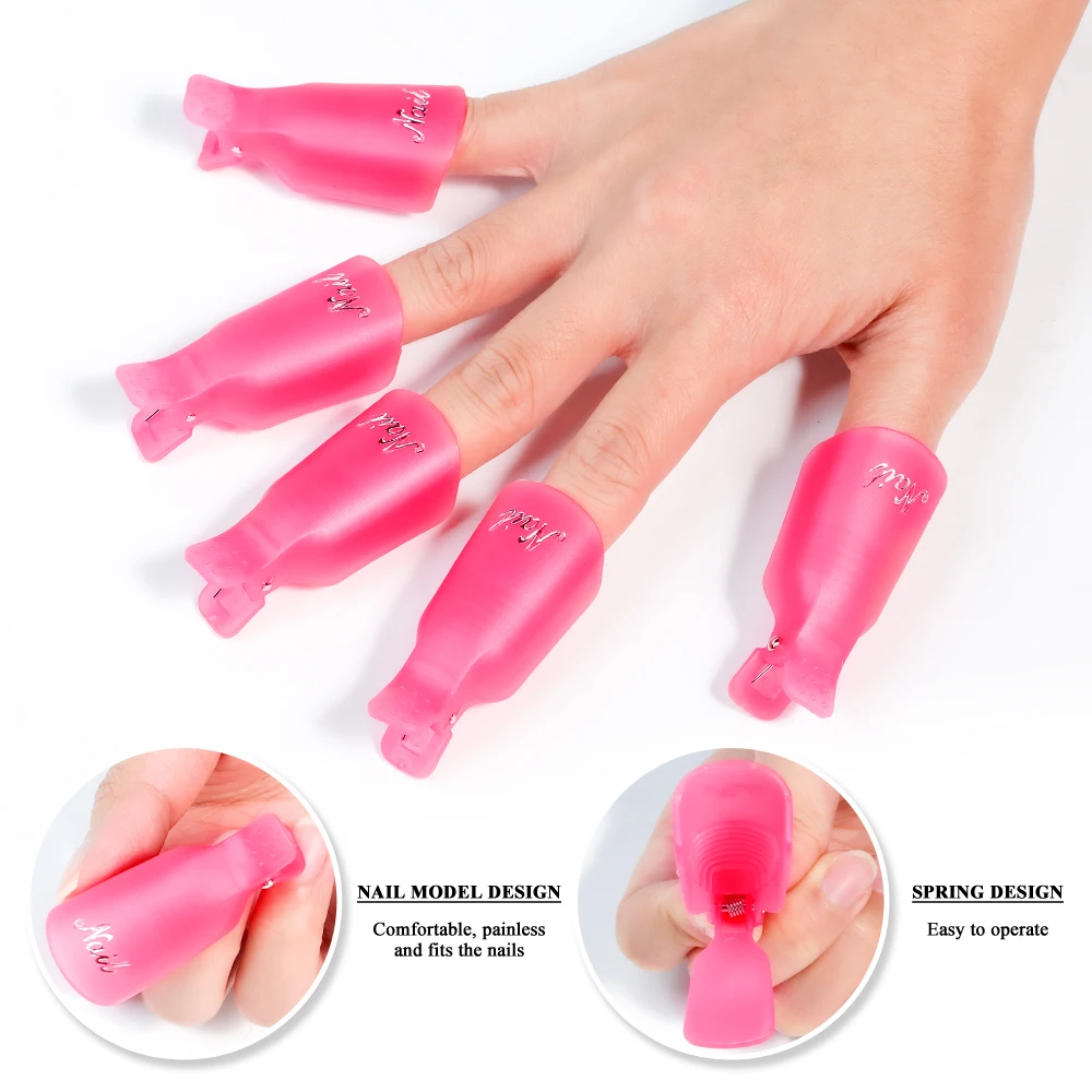 Nail Polish Remover 10pcs Nail Art Soak Off Cap Clip for Nails UV Gel Polish Remover Wraps Polish Remover Clips Manicure Cleaner Degreaser Art Tools