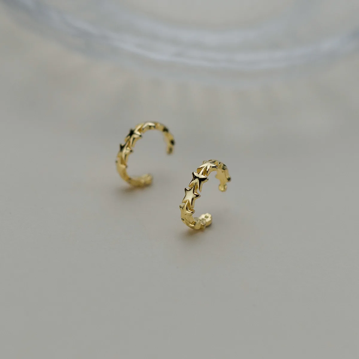s925 Ginri Korean-style summer personality five-pointed star ear clip female fashion trend earrings