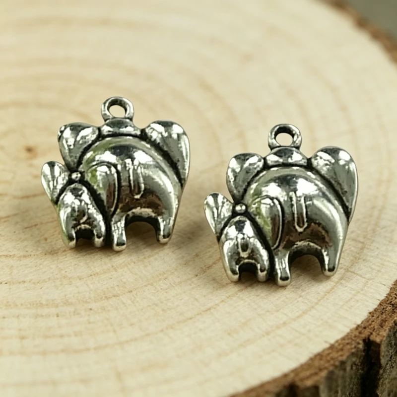170 Stück antiksilberfarbene Mutter-Baby-Elefanten-Anhänger, 17 x 17 mm, für die Schmuckherstellung, A3275, Großhandel