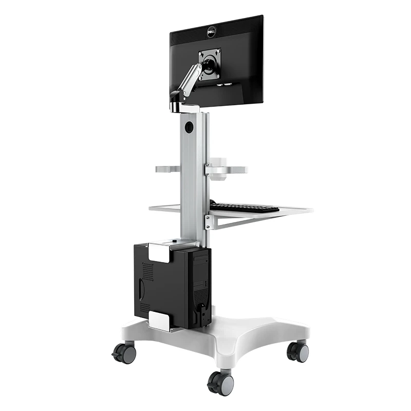 

Height adjustable flat base Medical Mobile Cart Computer and laptop Cart nursing cart