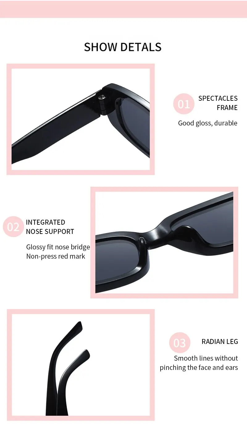 Kleine Sonnenbrille mit quadratischem Rahmen, Vintage-Mode, schmaler quadratischer Rahmen, UV400-Schutz, Autofahrerbrille_voghion.com