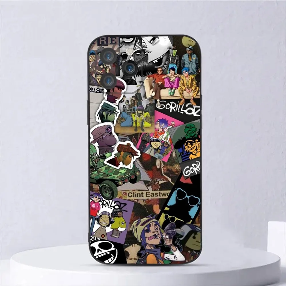 G-Gorillaz Rock Band Cartoon Soft Silicone Phone Case - Black Cover
