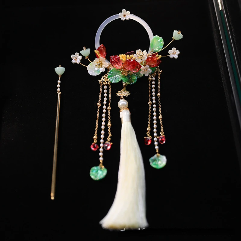 

Tassel Hair Ring Queen Hairpin Antique Lily of The Valley Curling Hair Headdress Hair Clips Bridal Hair Accessories