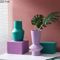 Ceramic Vase Minimalist Solid Color Vases for Flowers Abstract Art Desk Decoration Flower Arrangement Decorative Ornaments 2