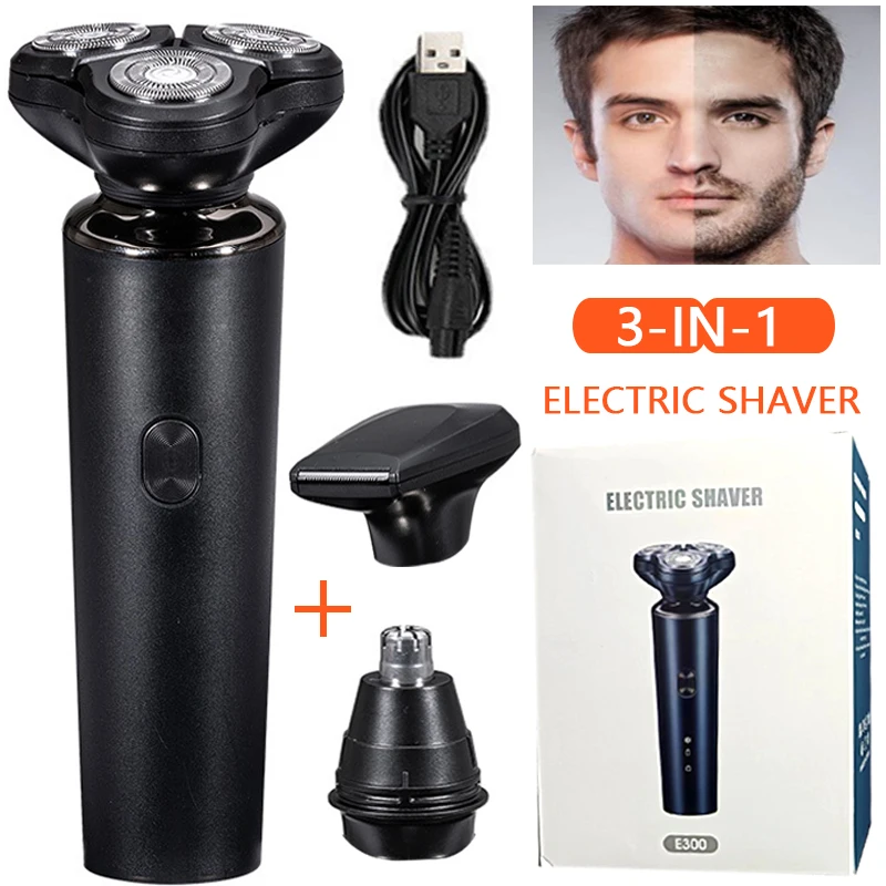 3in1 Rechargeable Electric Shaver for Men Trimmer Razor Waterproof Wet & Dry Battery Rotary Electric Shavers Machine shaving